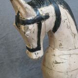 Powder pink and black rocking wooden horse