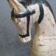 Powder pink and black rocking wooden horse