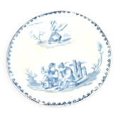 Miniature illustrated blue bread plate 12.5 cm Creil Montereau dollhouse