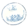 Miniature illustrated blue bread plate 12.5 cm Creil Montereau dollhouse