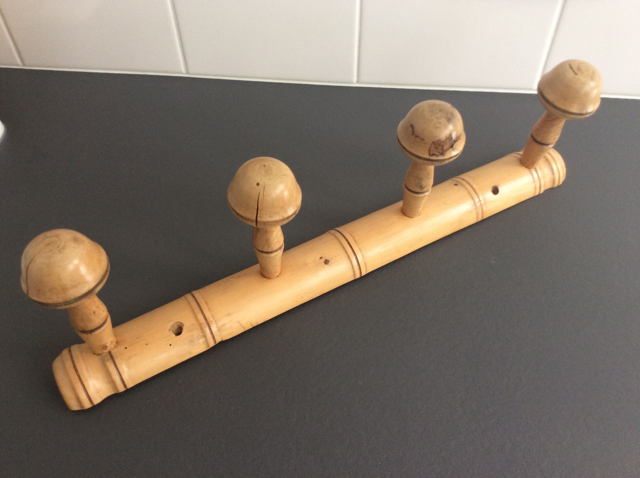 Bamboo-style wooden patère 30/40