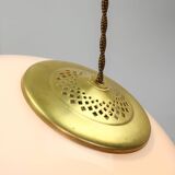 Mid-century Italian Brass and Opaline Pendant Lamp