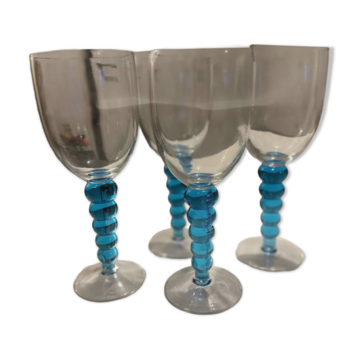 Set of 4 cobalt blue wine glasses - Progression pattern - Gibson - Perfect