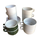 Lot de 10 tasses bistrot vintage