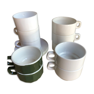 Lot de 10 tasses bistrot vintage