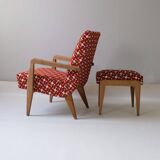 Designer armchair and ottoman