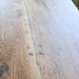 XL farmhouse table in solid oak, brutalist style, 20th century.