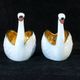 Pair of salters in limoges porcelain white swans
