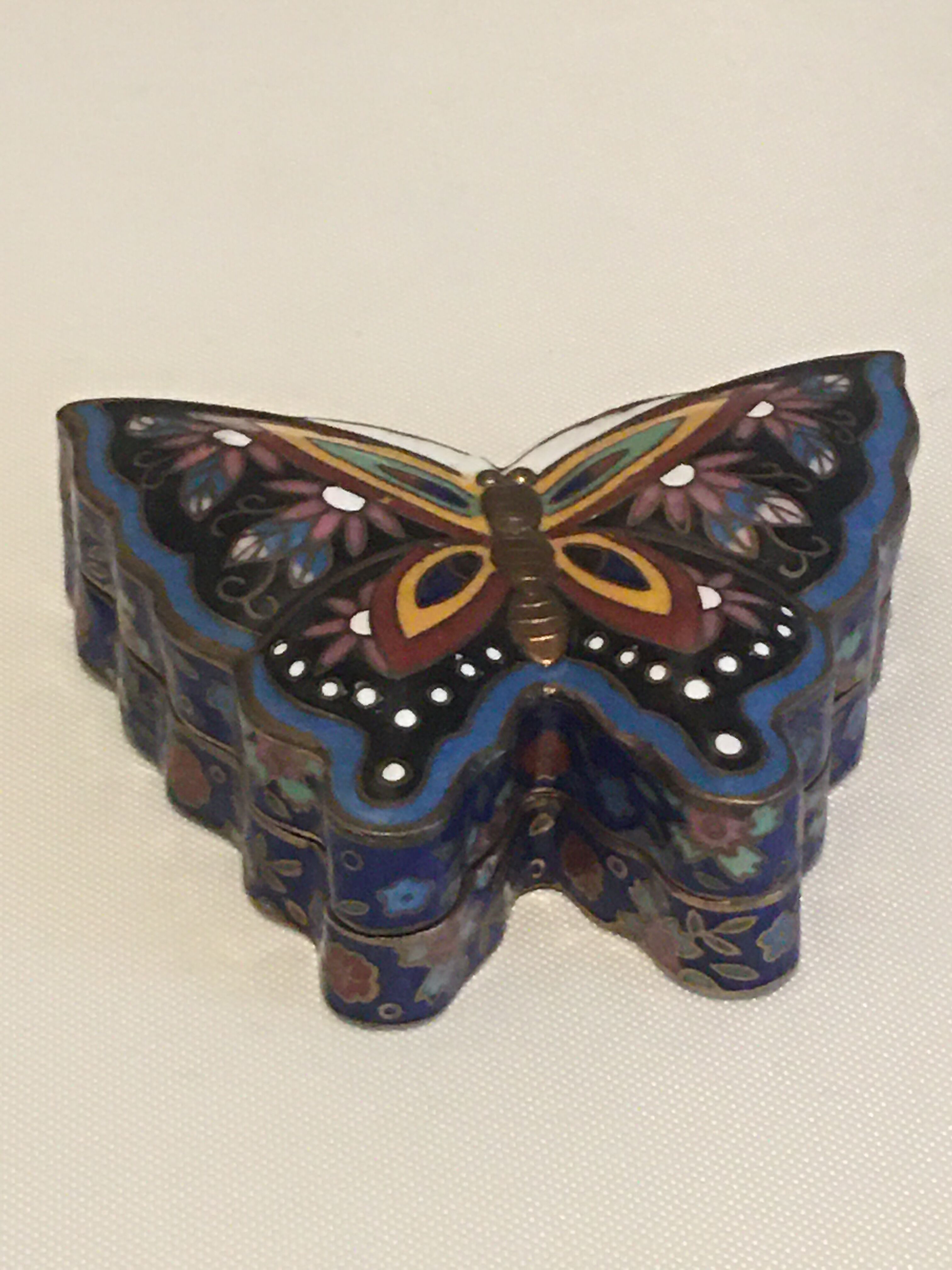 Enamelled brass butterfly box