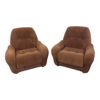 Pair of vintage corduroy armchairs from the 70s