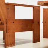 Gerrit Rietveld Pair of Crate Chairs + Table for Cassina 1934/ 1979