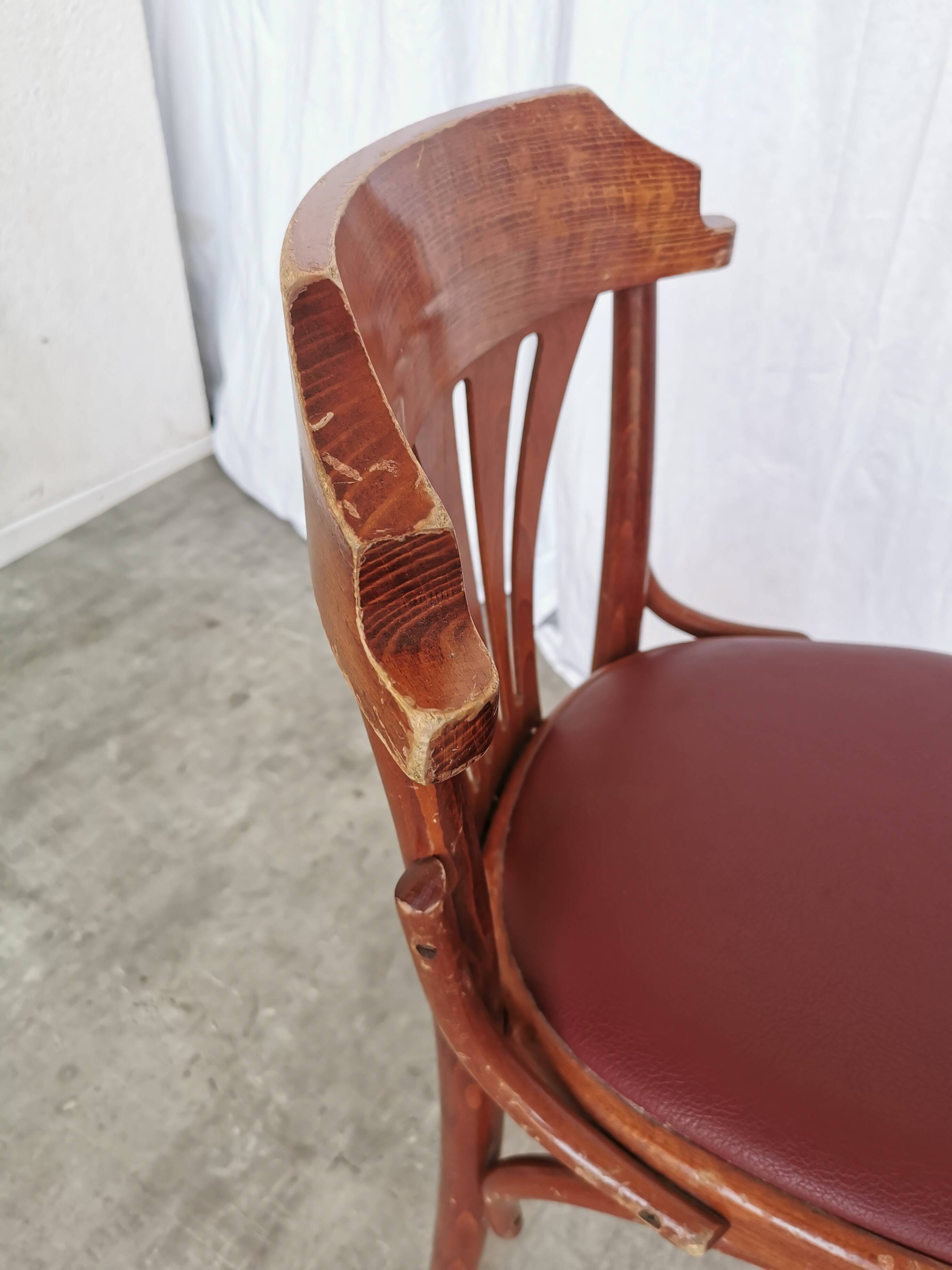 Chaise de salle à manger vintage en bois courbé : dossier éventail style Thonet, pub irlandais des années 1970