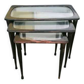 Tavoli ad incastro vintage, anni '50, Ico Parisi set di 3