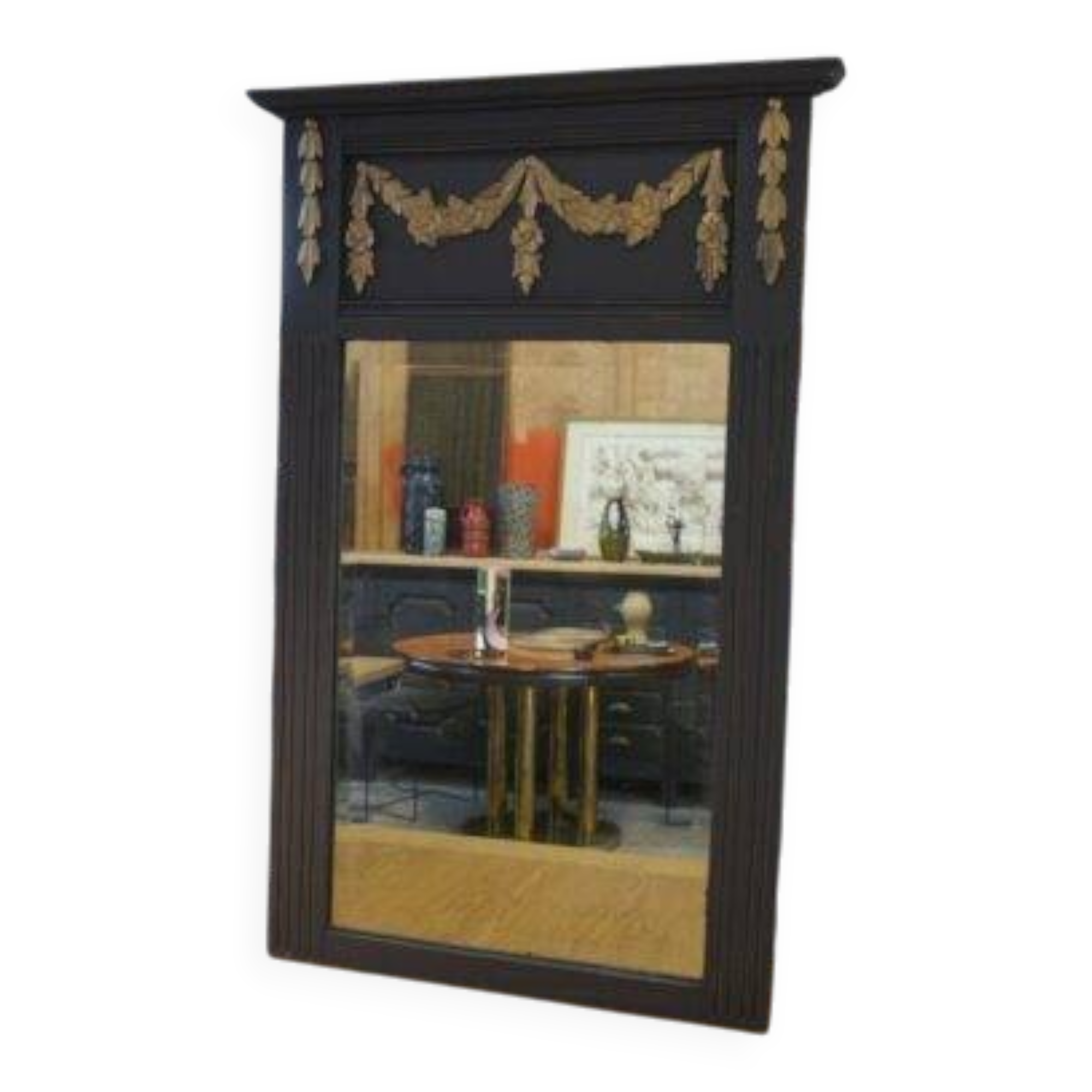 1930s Art Deco solid oak and beveled glass mirror