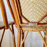 Vintage Gaty bar stools in two-tone rattan and caning.