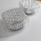 Pair of pressed glass wall lights, 1970