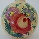 Vase "ball" decorated floral in polychrome earthenware glazed by Saint-Clement
