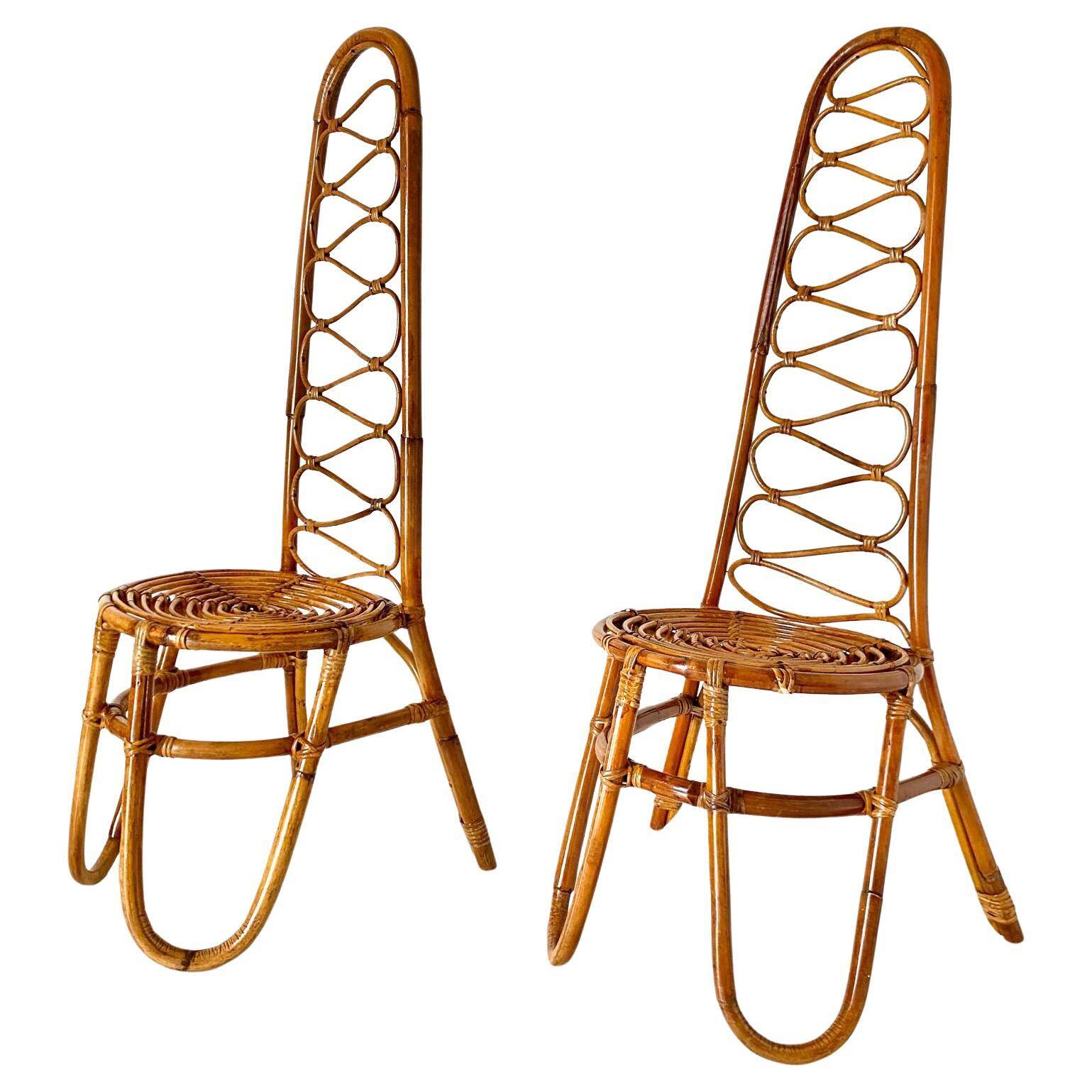 Mid Century Modern Bonacina Bamboo Chairs, set of two, Italy 1960s