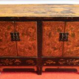 Antique Chinese low sideboard with 4 doors
