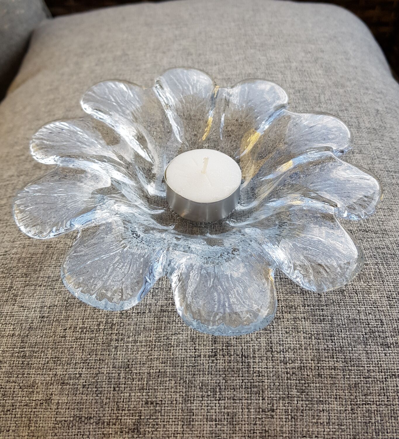 Bougeoir en cristal de pétale de fleur Holmegaard par Sidse Werner Danemark