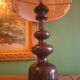 Vintage 70s lamp with a silk shade.