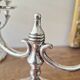 Pair of silver-plated metal candlesticks with 2 branches.