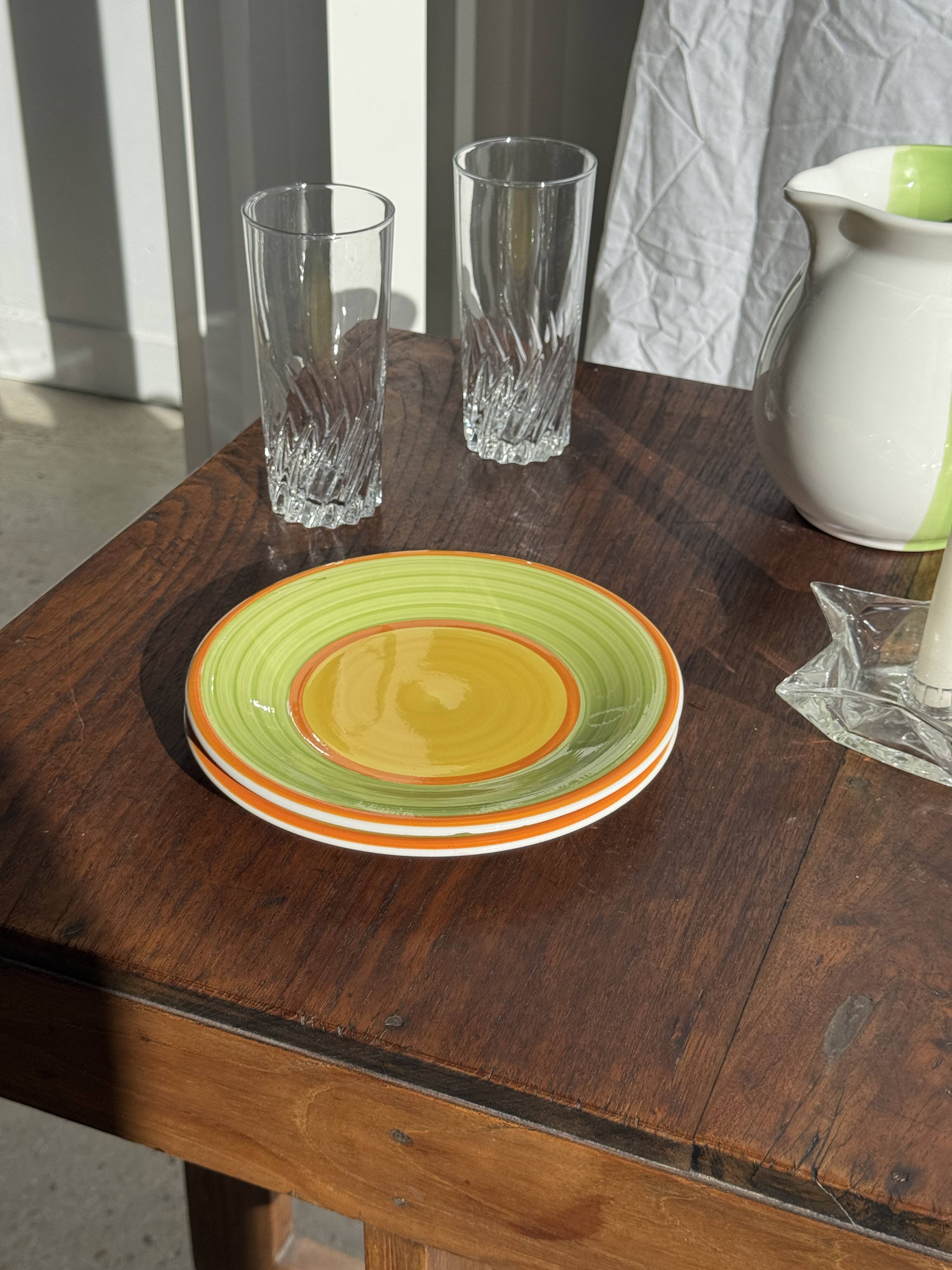 90s white and green ceramic carafe H17 D11