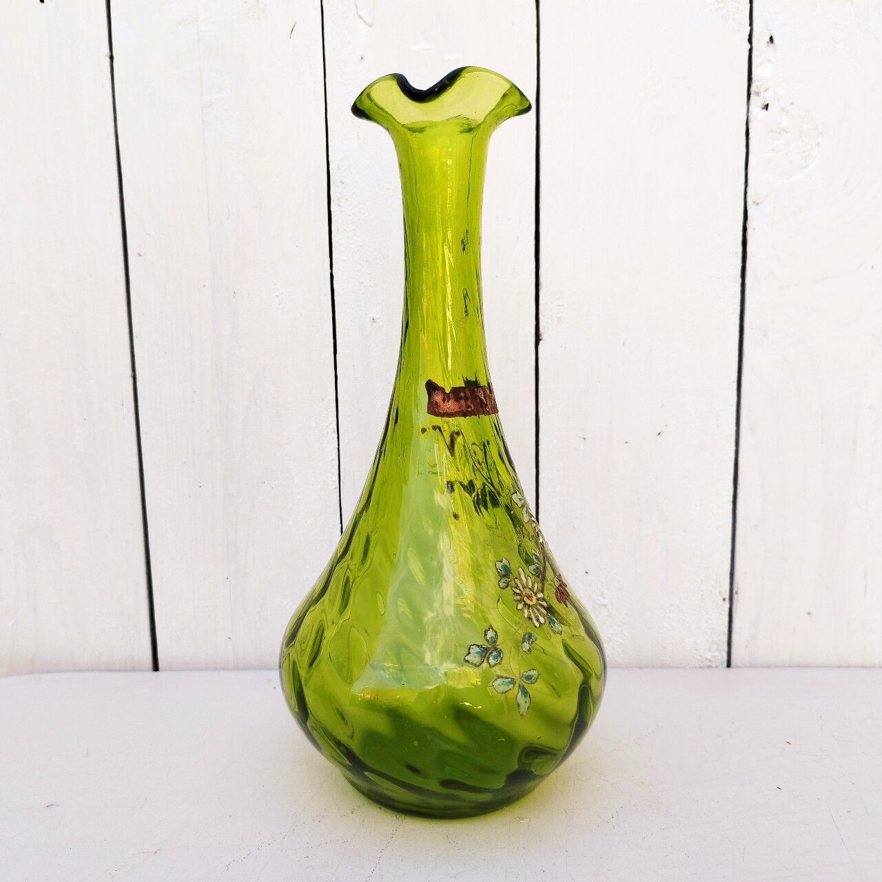 Vase soliflore fleurs émaillées vintage