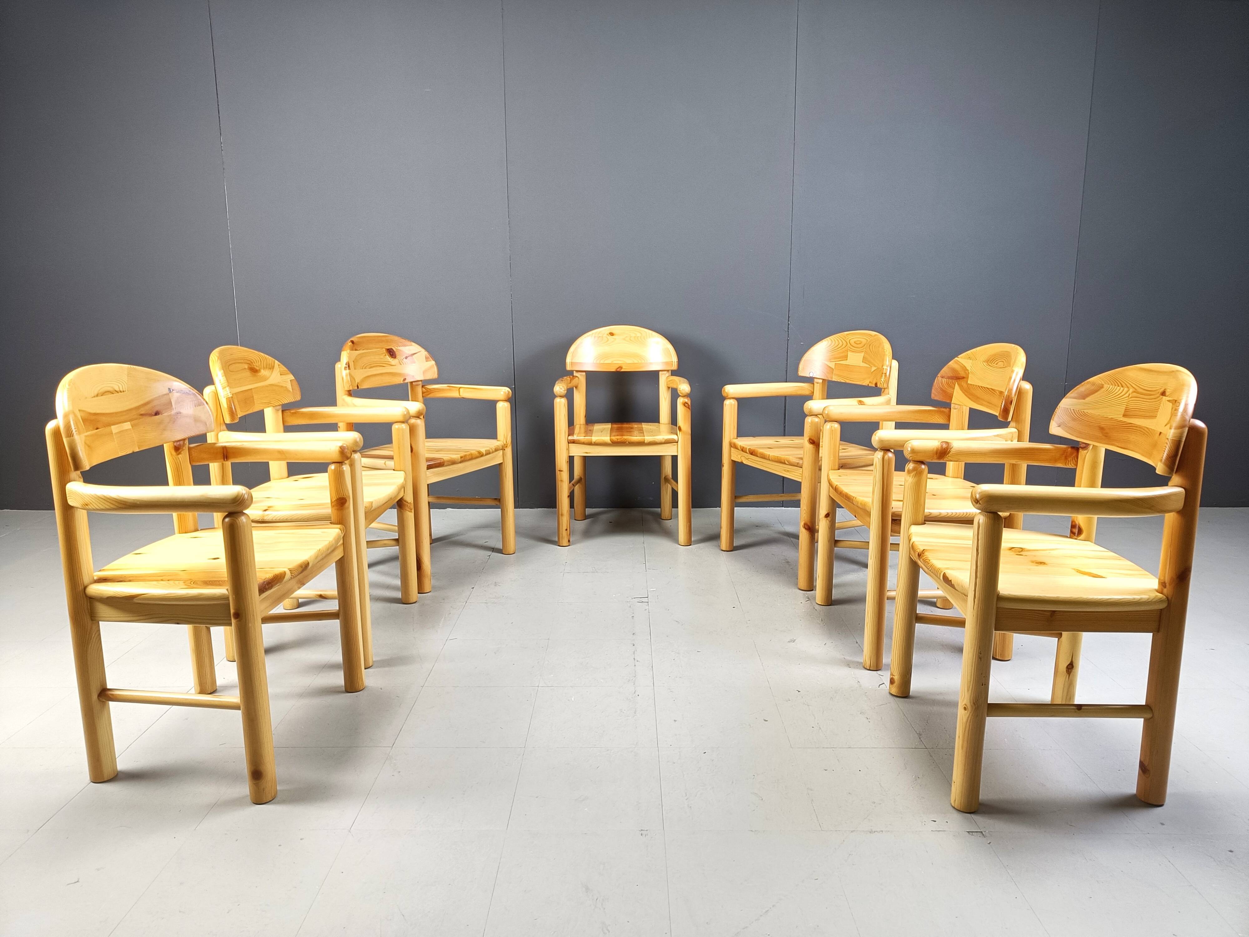 Chaises de salle à manger en bois de pin Rainer Daumiller pour Hirtshals Savvaerk, lot de 7, années 1980