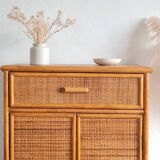 Vintage rattan sideboard from the 1970s.
