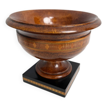 Grand Tour bowl with pedestal made of grained beech, inlays, England, 19th century