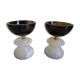 Pair of candlesticks in Crystal and onyx stone