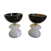 Pair of candlesticks in Crystal and onyx stone
