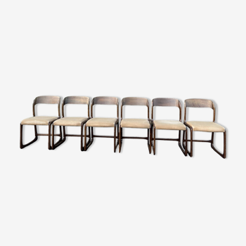 Set of 6 vintage baumann 1970 sled chairs