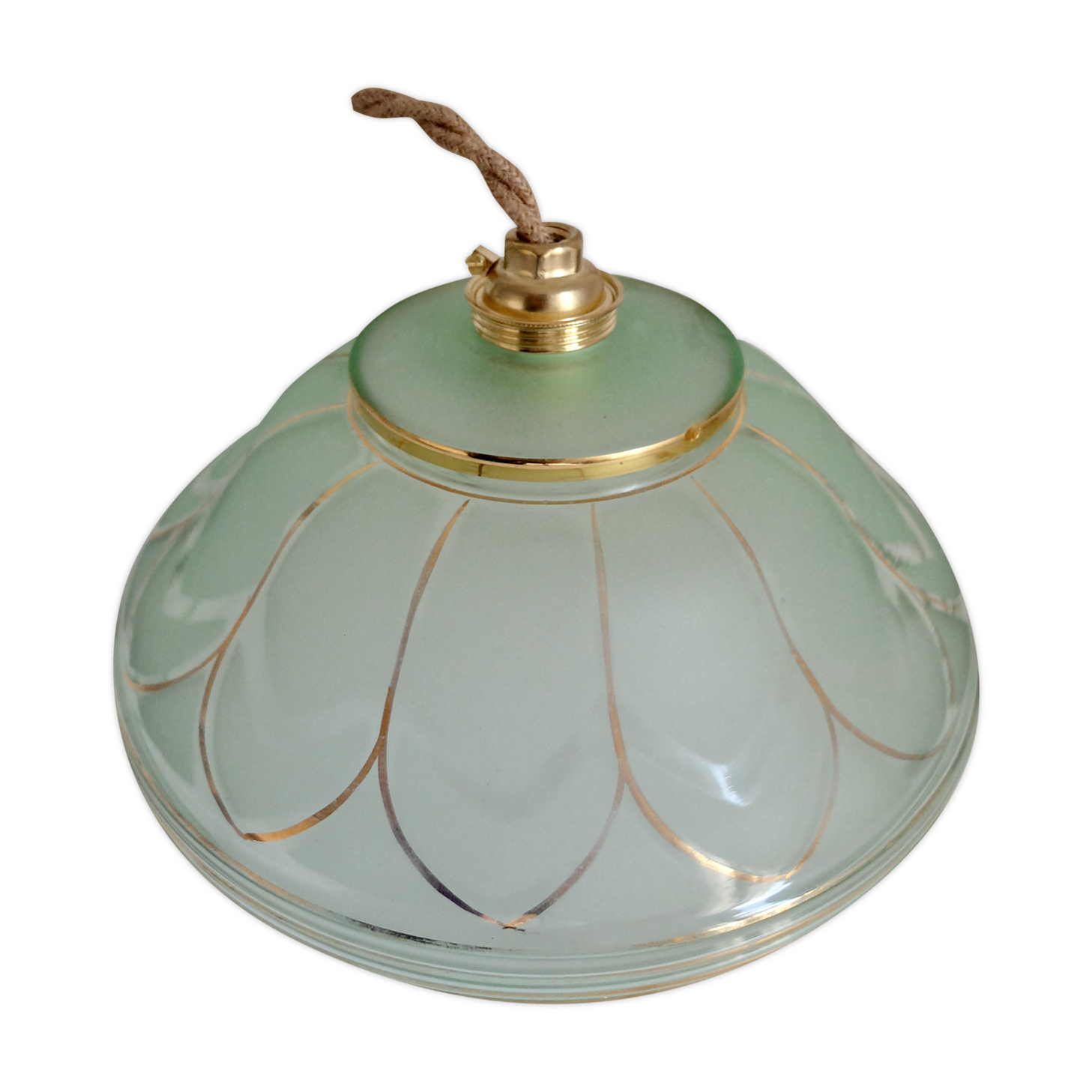 Art Deco gold green hanging lamp