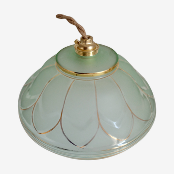 Art Deco gold green hanging lamp