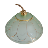 Art Deco gold green hanging lamp
