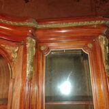 Large Louis XVI style display case with mahogany veneer and decorative bronzes
