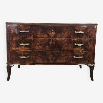 Art Decò chest of drawers in walnut briar