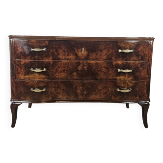 Art Decò chest of drawers in walnut briar