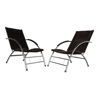 Mid- century modern set of 2 chrome lounge chairs 1970's netherlands