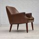 1970s, Danish armchair, artificial leather, teak wood legs.