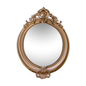 Large golden oval mirror 74x102cm