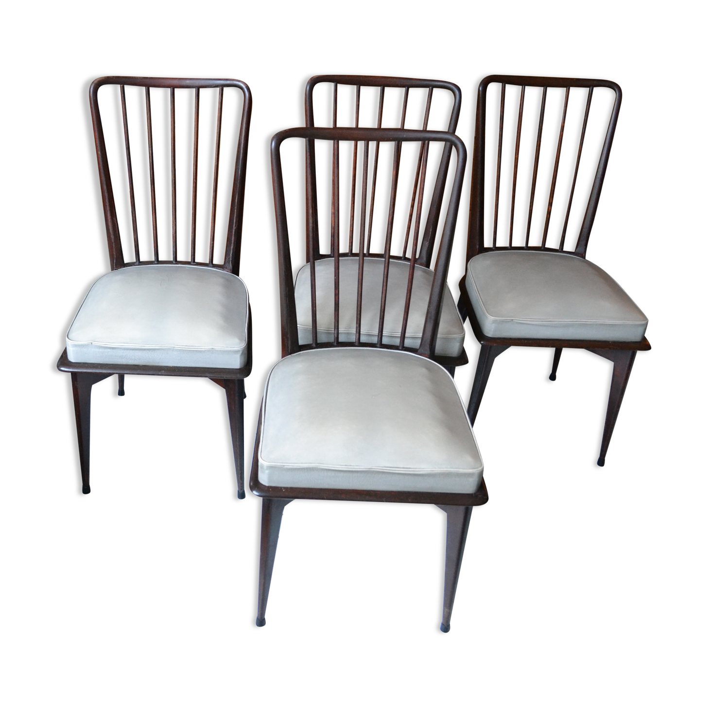 4 chairs Charles Ramos 60s solid beech