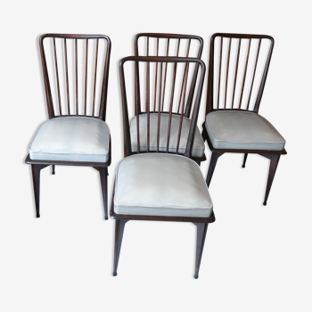 4 chaises Charles Ramos années 60 hêtre massif