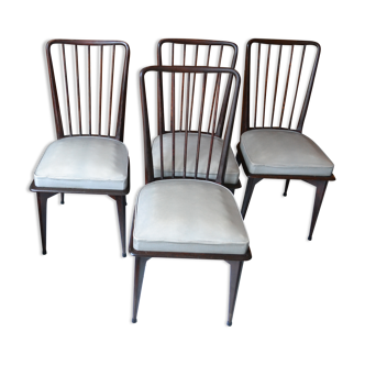 4 chairs Charles Ramos 60s solid beech