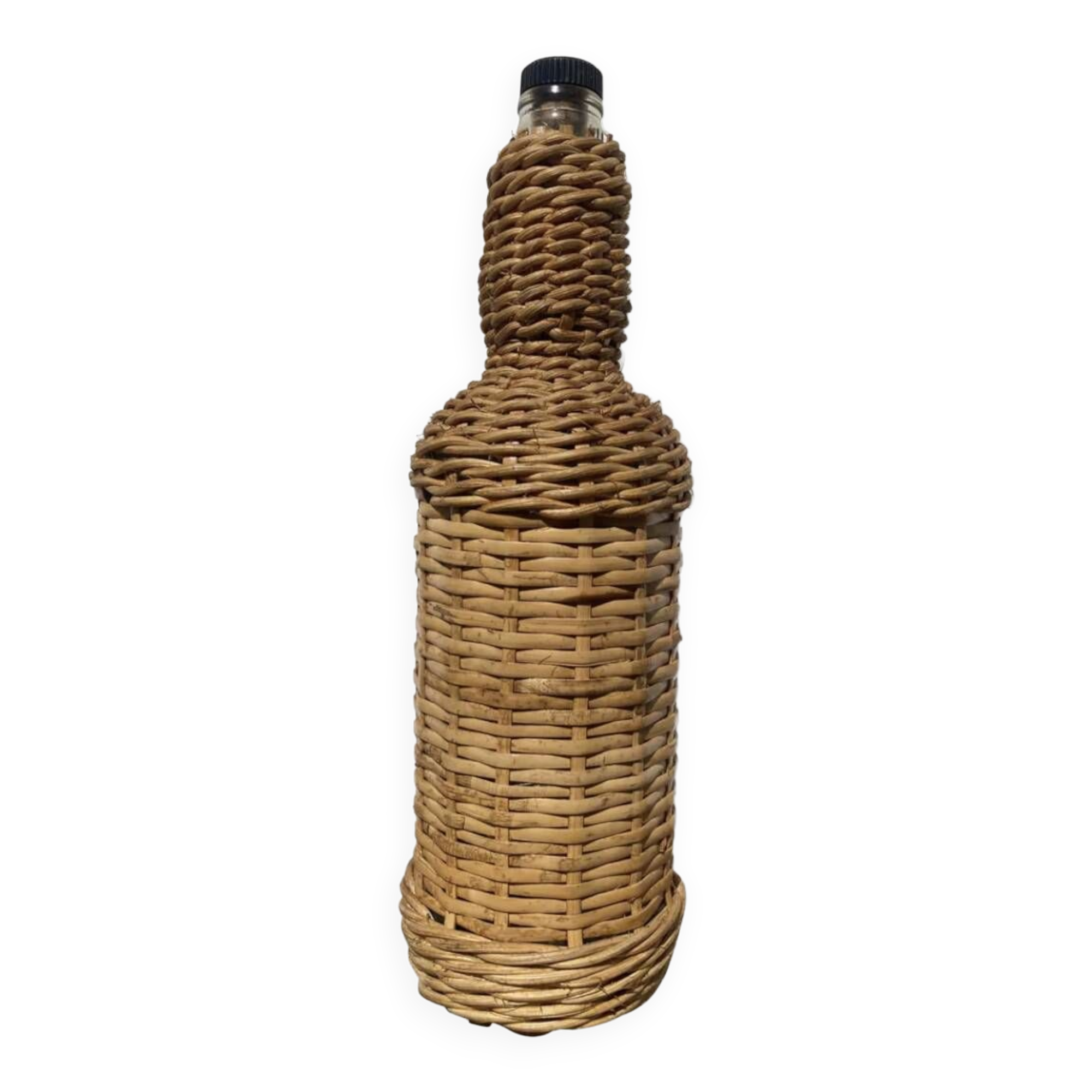 Antique woven wicker bottle