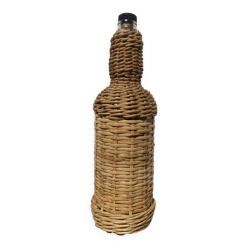 Bouteille en osier tressé ancienne