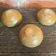 Set of 3 Vintage Beige Stoneware Ashtrays Made in France