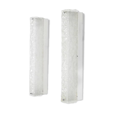 Large pair of Murano glass wall sconces, Italy 1970s. Vintage